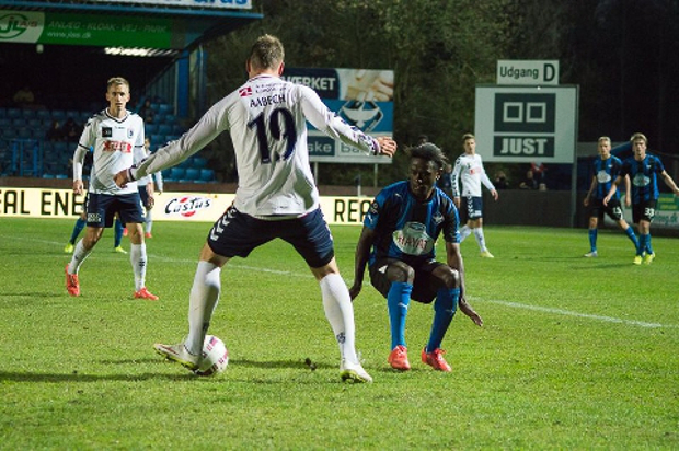 Kristian Andersen fototgraferet i den seneste kamp mod AGF, som blev tabt hjemme 1-2.